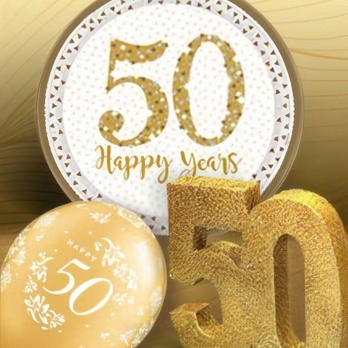 Golden Wedding Decorations, 50th Wedding Anniversary Decorations 50 Golden Wedding Banner Happy 50th Anniversary Balloons Gold White Balloons Heart Balloons 50 Golden Wedding Cake Topper