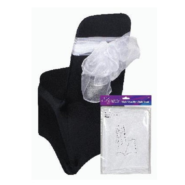 Eleganza White Wedding Chair Sashes | Party Save Smile