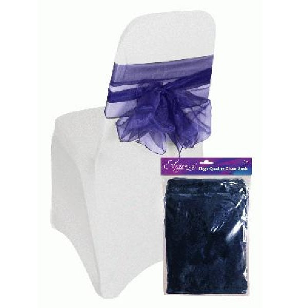 Navy Blue Eleganza Sheer Wedding | Function Chair Sash | Party Save Smile