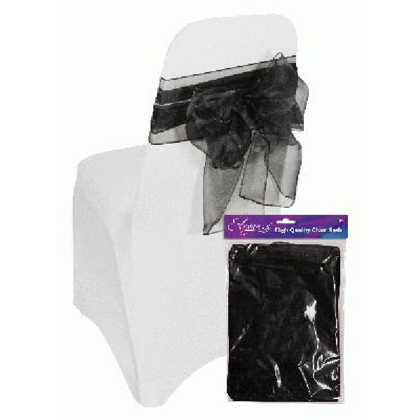 Black Eleganza Sheer Wedding | Function Chair Sash | Party Save Smile