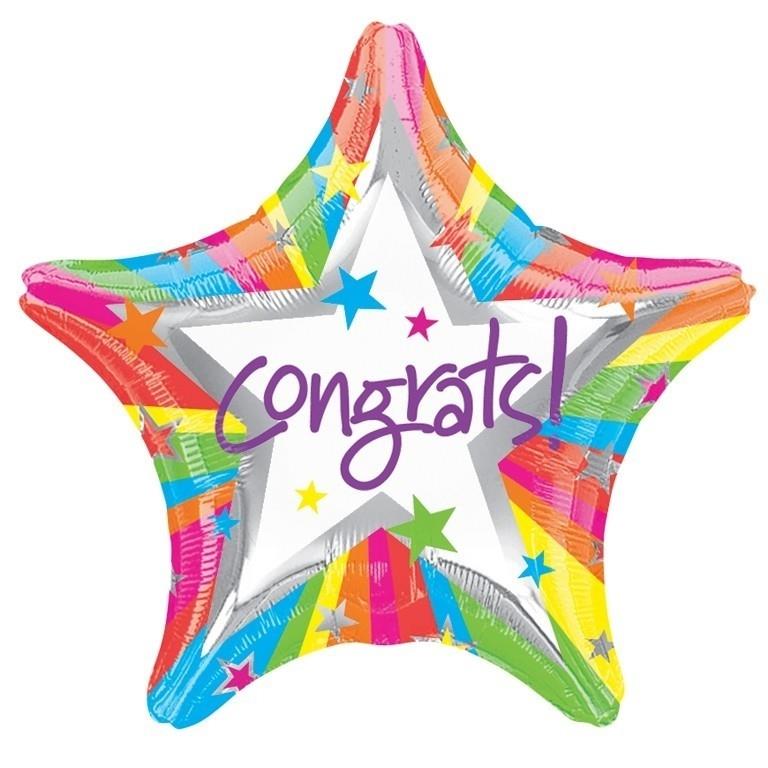 Rainbow Star Congratulations Foil Balloon 18 Inch | Party Save Smile