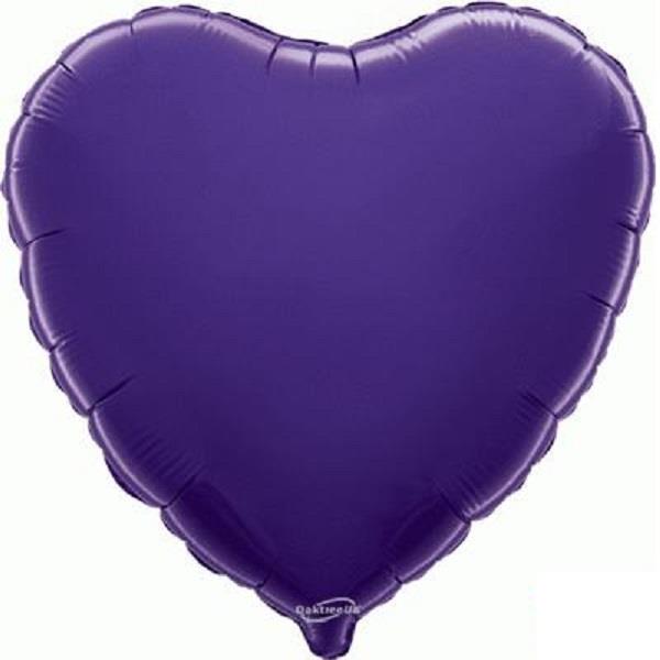 Purple Plain Coloured Heart Foil Balloon 18 Inch | Party Save Smile