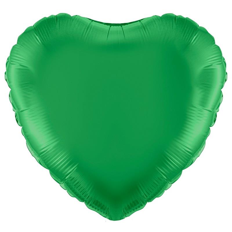 Dark Green Plain Coloured Heart Foil Balloon 18 Inch | Party Save Smile