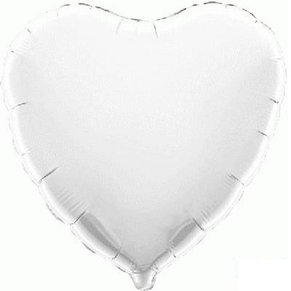 White Plain Coloured Heart Foil Balloon 18 Inch | Party Save Smile