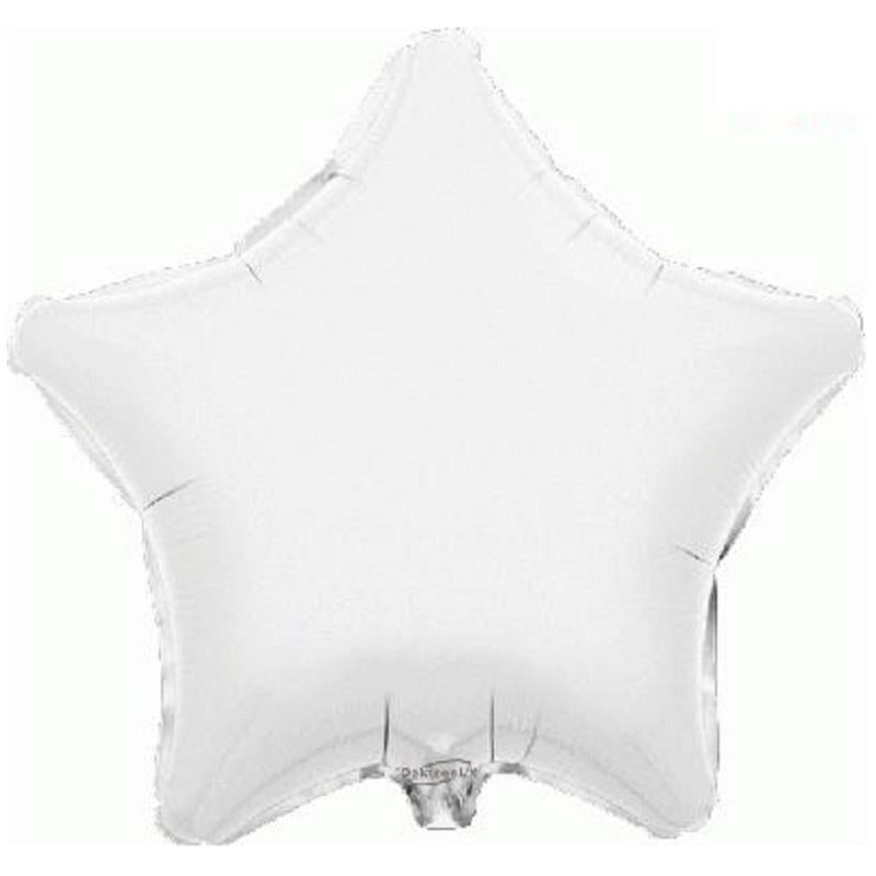 White Plain Coloured Star Foil Balloon 19 inch | Party Save Smile