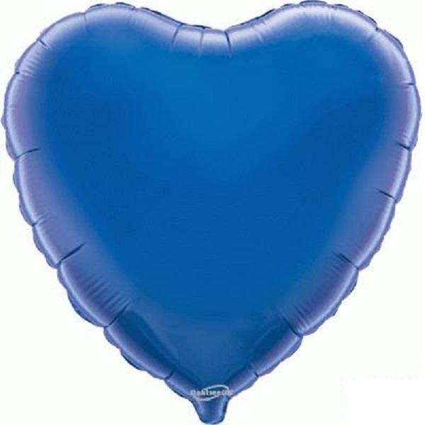 Dark Blue Plain Coloured Heart Foil Balloon 18 Inch | Party Save Smile
