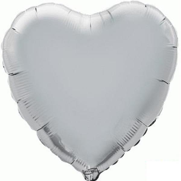 Silver Heart Foil Balloons 18 Inches Oaktree | Party Save Smile