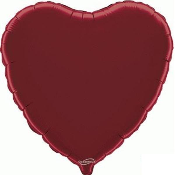 Burgundy Plain Coloured Heart Foil Balloon 18 Inch | Party Save Smile
