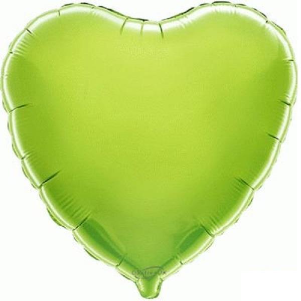 Lime Green Plain Coloured Heart Foil Balloon 18 Inch | Party Save Smile
