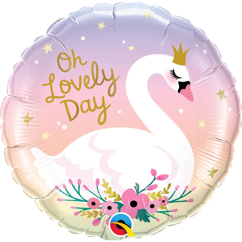 Oh Lovely Day Swan Foil Balloon 18 Inches | Party Save Smile