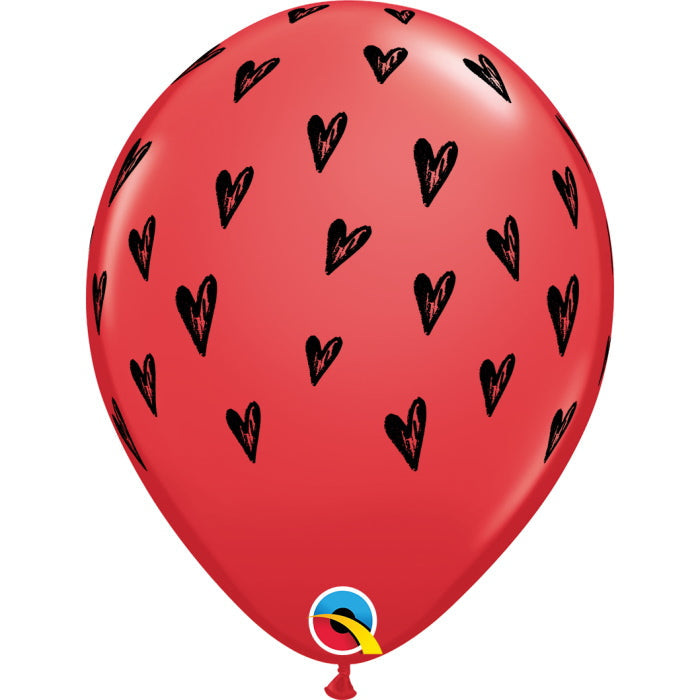 Red Heart Seeds Latex Balloons 11 Inch Qualatex | Party Save Smile