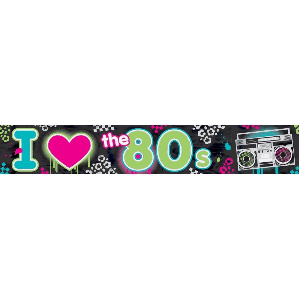 Retro 80s Party Foil Banner Decoration 7.6 Metres | Party Save Smile