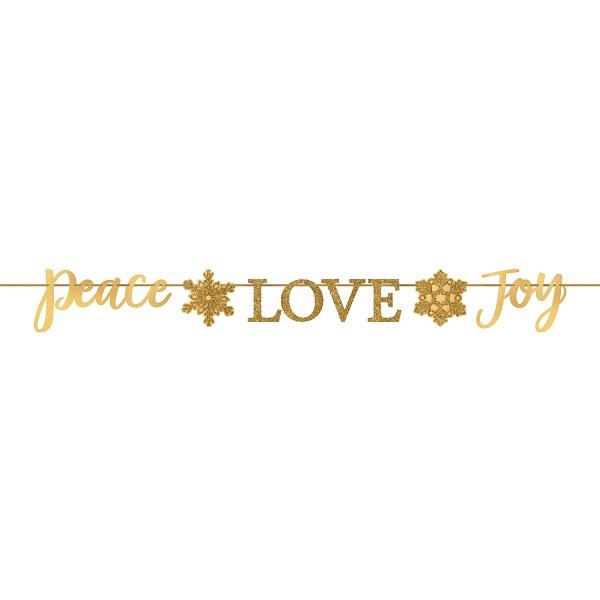 Peace Love Joy Glitter Christmas Banner Decoration | Party Save Smile