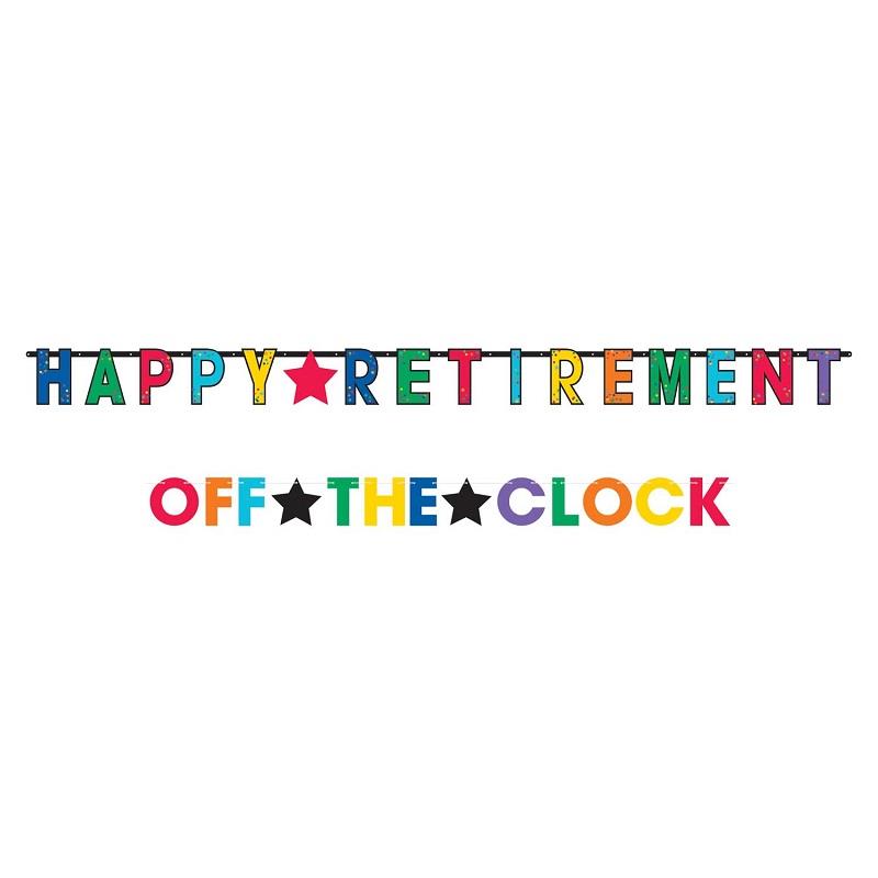 Happy Retirement and Off the Clock Party Banner Decoration | Party Save Smile