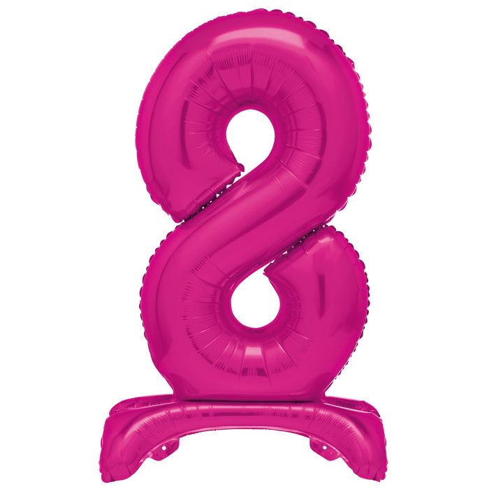 Pink Standing Balloon Air Filled Number 8 | Party Save Smile