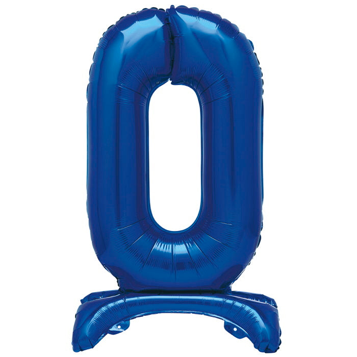 Standing Balloon Blue Air Filled Number 0 | Party Save Smile