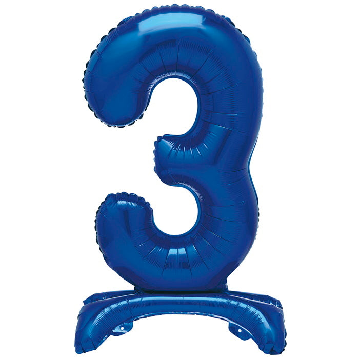 Standing Balloon Blue Air Filled Number 3 | Party Save Smile