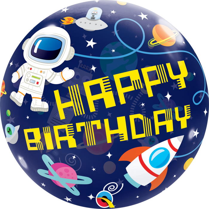 Space Happy Birthday Bubble Balloon 22 Inches | Party Save Smile