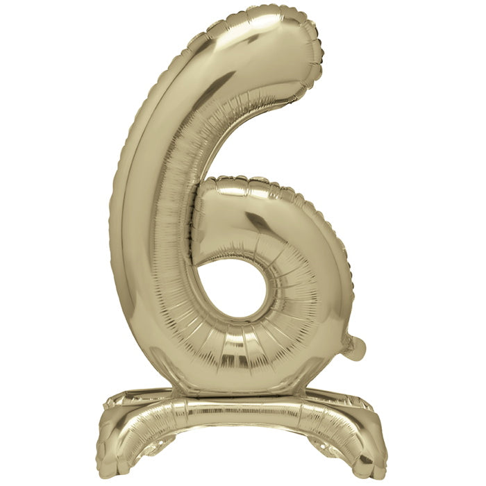 Gold Standing Balloon Air Filled Number 6 | Party Save Smile