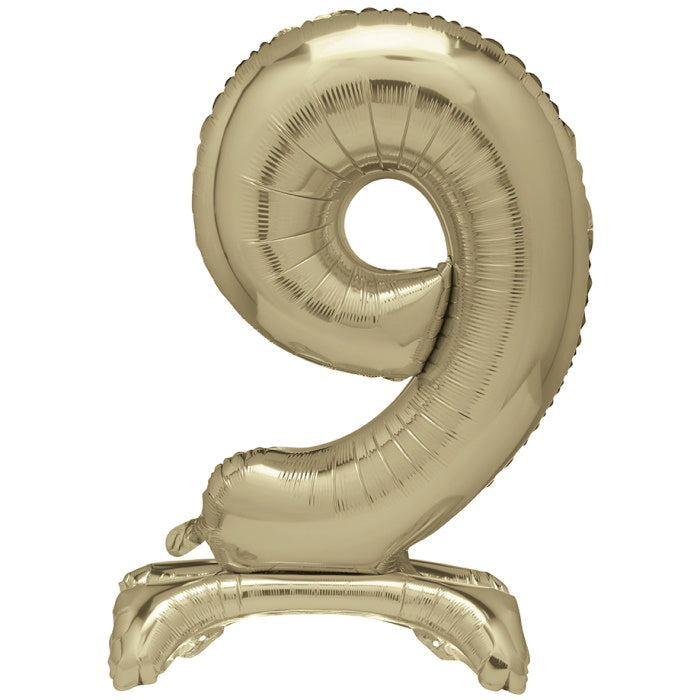 Gold Standing Balloon Air Filled Number 9 | Party Save Smile