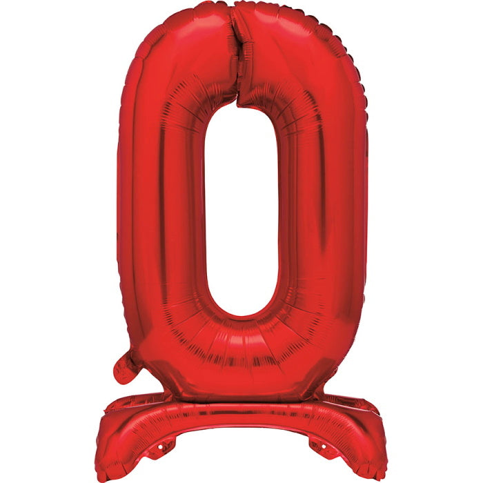 Red Standing Balloon Air Filled Number 0 | Party Save Smile