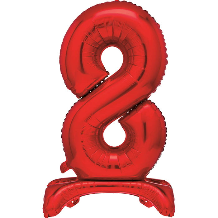 Red Standing Balloon Air Filled Number 8 | Party Save Smile