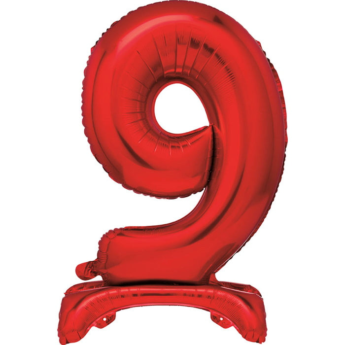 Red Standing Balloon Air Filled Number 9 | Party Save Smile