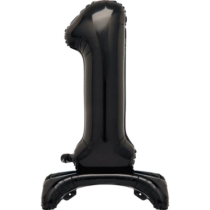 Standing Balloon Black Air Filled Number 1 | Party Save Smile