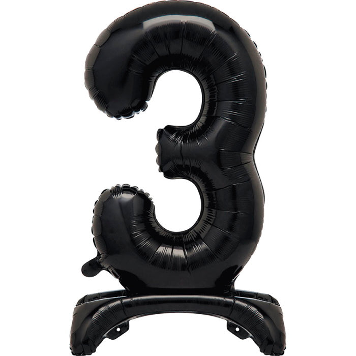 Standing Balloon Black Air Filled Number 3 | Party Save Smile