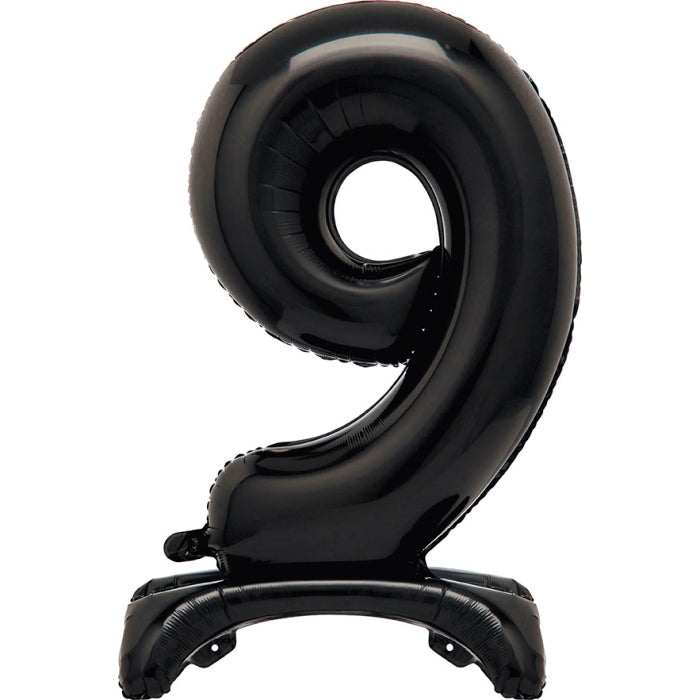 Standing Balloon Black Air Filled Number 9 | Party Save Smile
