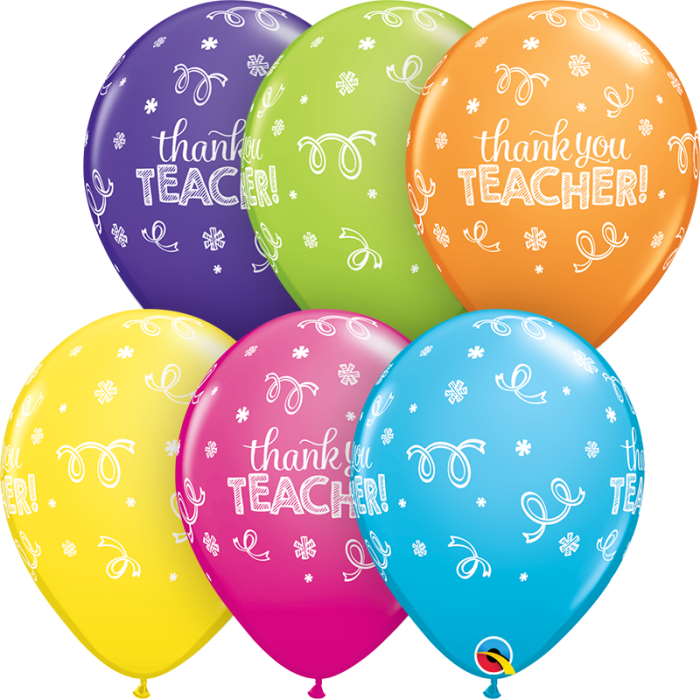 Thank You Teacher Latex Balloons 11 Inches Qualatex | Party Save Smile