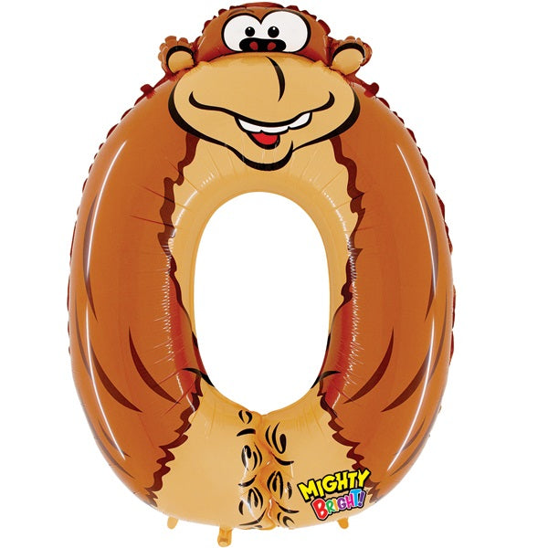 Gorilla Number 0 Balloon 34 inches | Party Save Smile