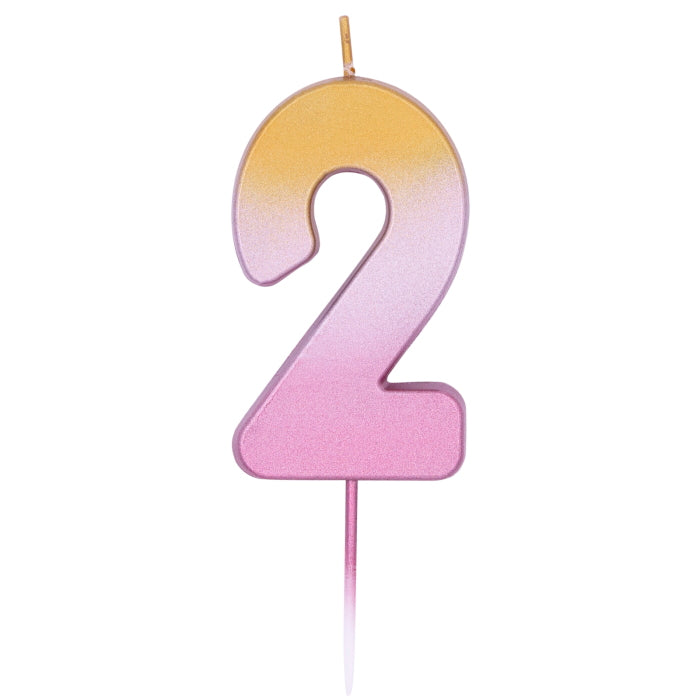 Number 2 Cake Candle - Rose Gold Ombre | Party Save Smile