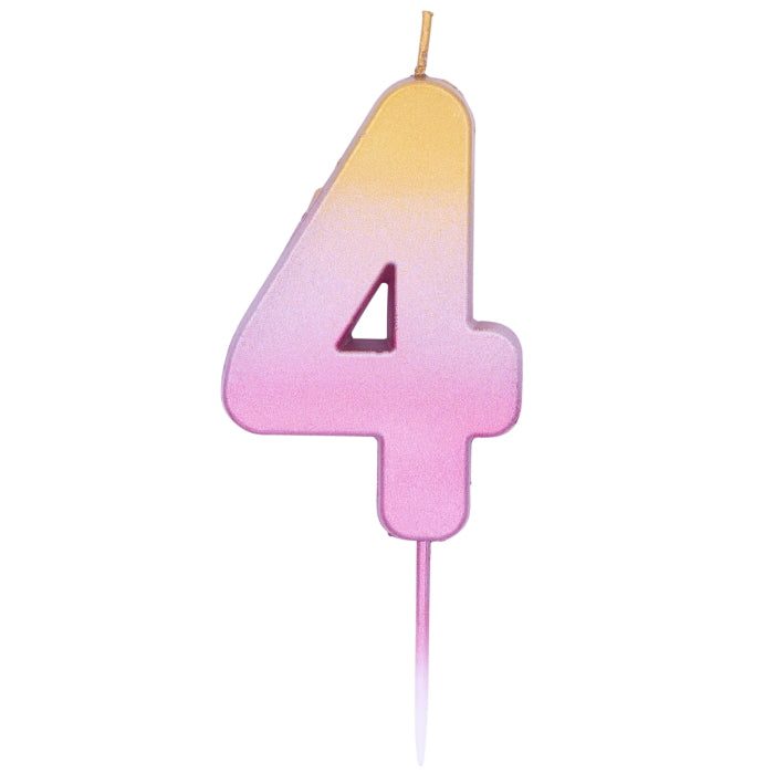 Number 4 Cake Candle - Rose Gold Ombre | Party Save Smile