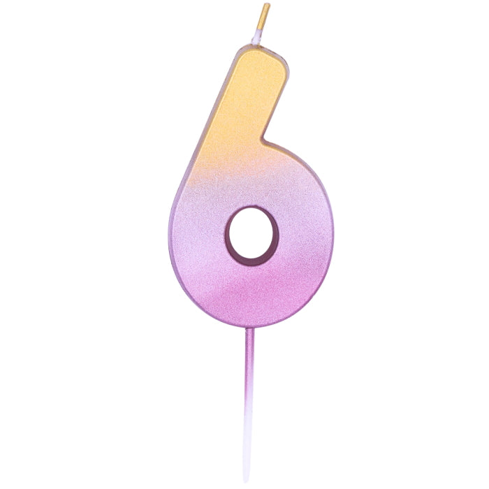 Number 6 Cake Candles - Rose Gold Ombre | Party Save Smile