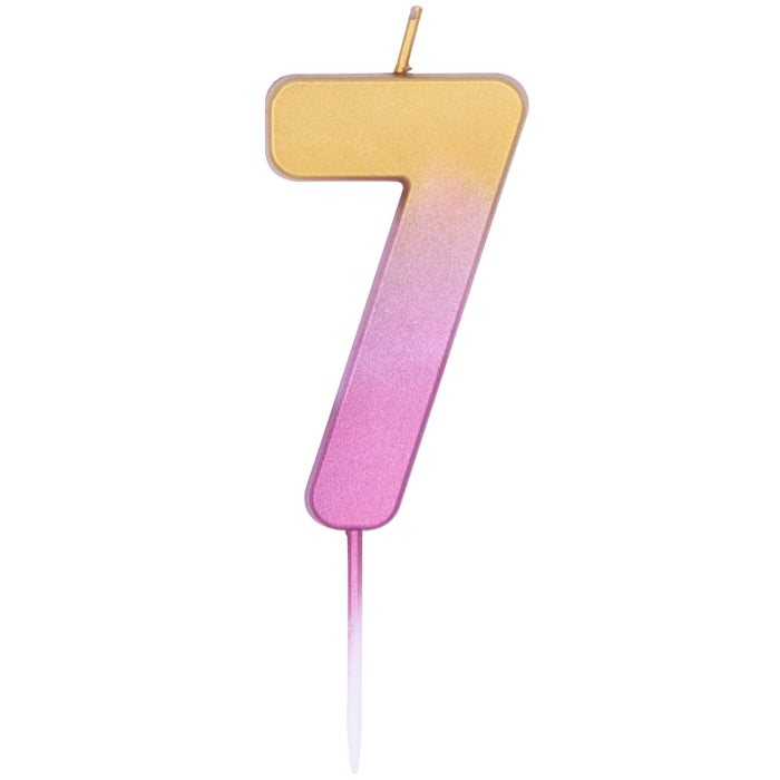 7th Birthday Cake Number Candle - Rose Gold Ombre | Party Save Smile