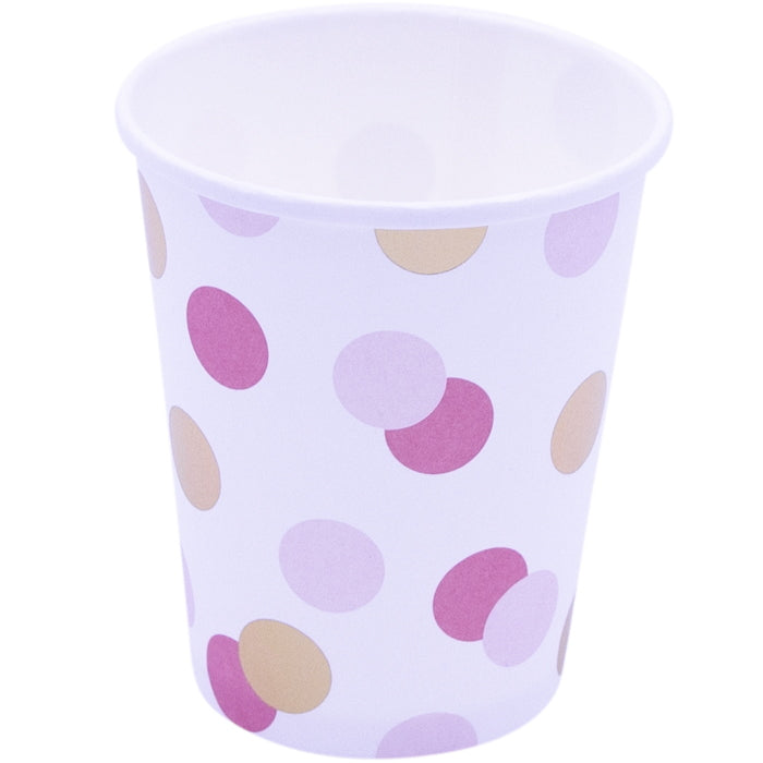 Pink and Gold Dot Paper Cups Pack of 8 | Party Save Smile