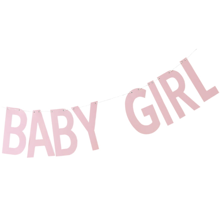 Pink Baby Girl Banner: Paper Baby Shower Banner 2 Metres | Party Save Smile