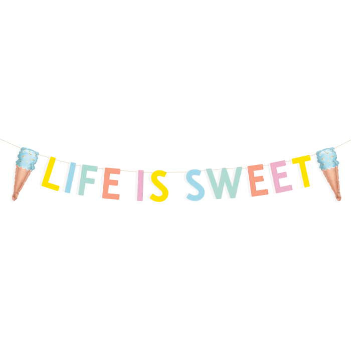 Ice Cream Banner Life is Sweet 1.8 Metres | Party Save Smile