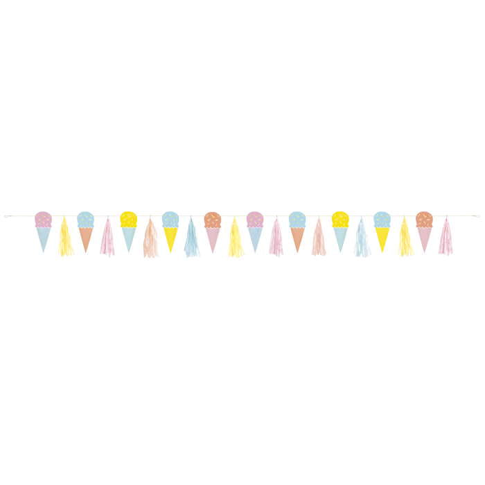 Ice Cream Cone Garland with Tassels 1.8 Metres | Party Save Smile