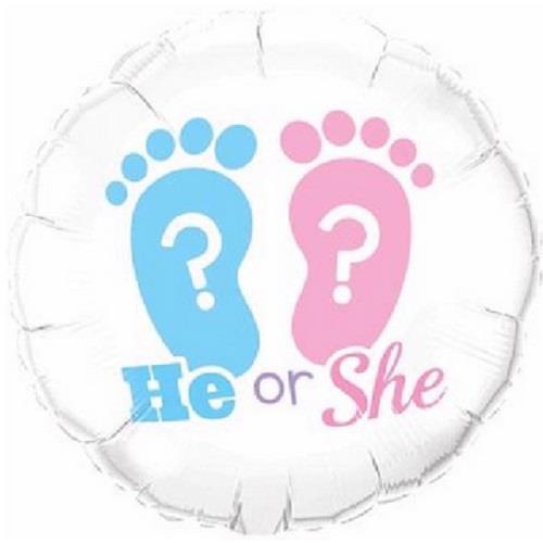 He or She Foil Balloon 18 inches: Gender Reveal Balloon | Party Save Smile