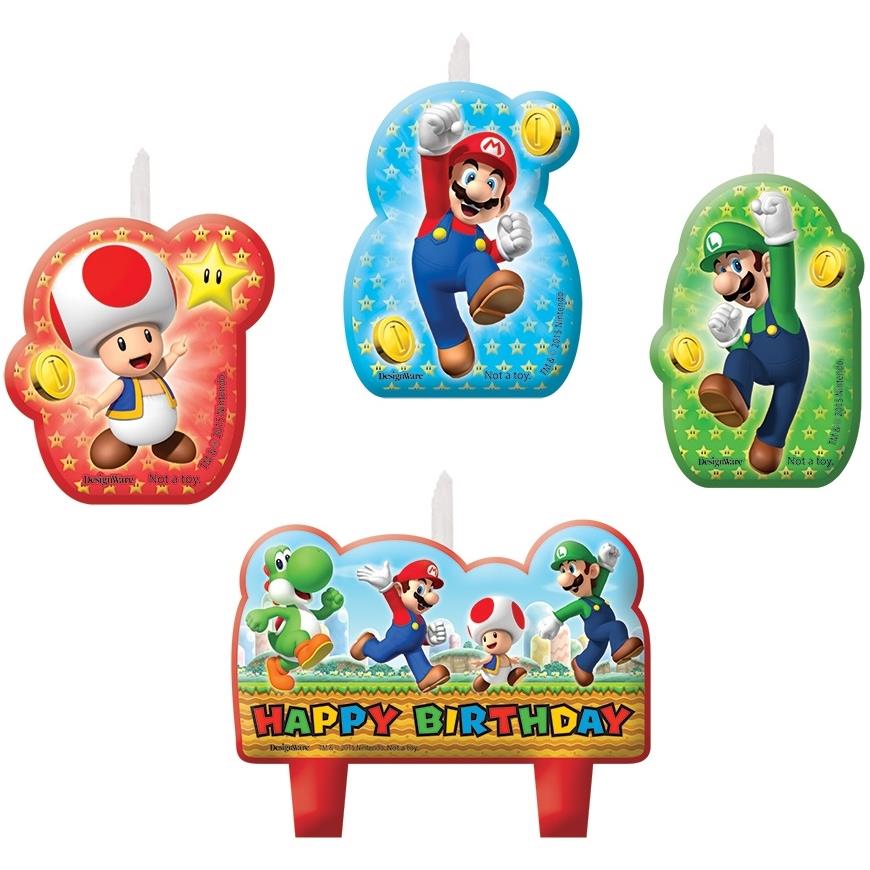 Super Mario Birthday Cake Candles Pack of 4 | Party Save Smile