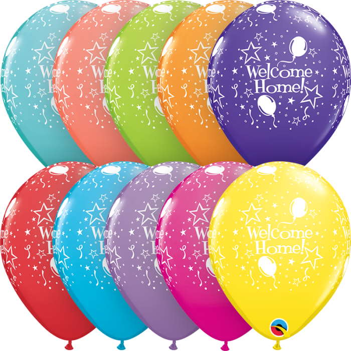 Star Print Welcome Home Latex Balloon Pack of 6 | Party Save Smile