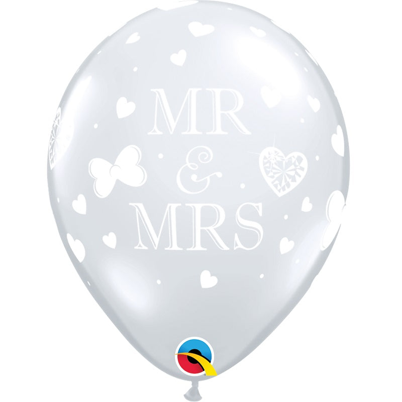 Mr & Mrs Wedding Latex Balloons 11 inches Qualatex