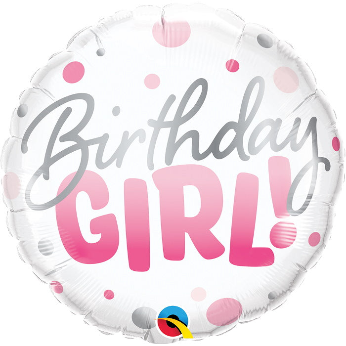 Birthday Girl | Pink Dots Foil Balloon 18 Inch | Party Save Smile