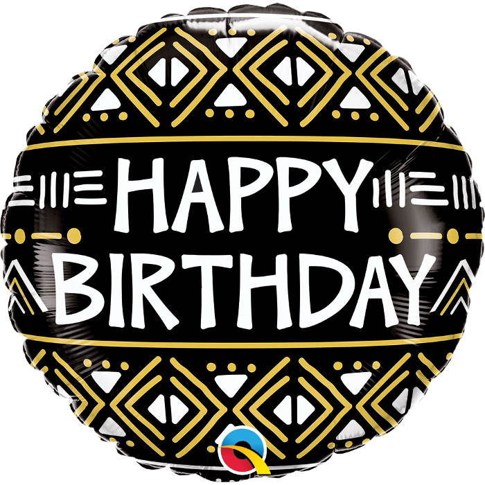 Mud Cloth Print Happy Birthday Foil Balloons 18 Inch | Party Save Smile