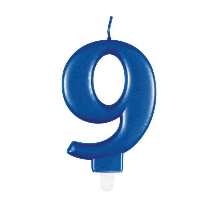 Blue Metallic Number 9 Birthday Cake Candle | Party Save Smile