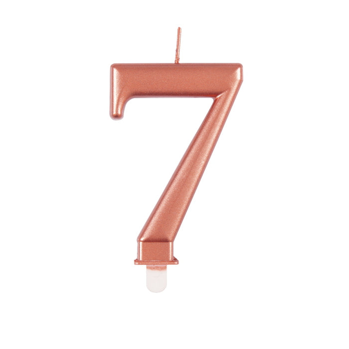 Rose Gold Metallic Number 7 Cake Candle | Party Save Smile
