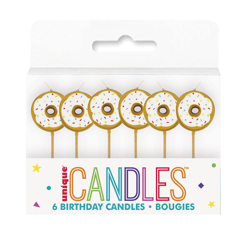 Doughnut Shaped Cake Candles | Decorations Pack of 6 | Party Save Smile