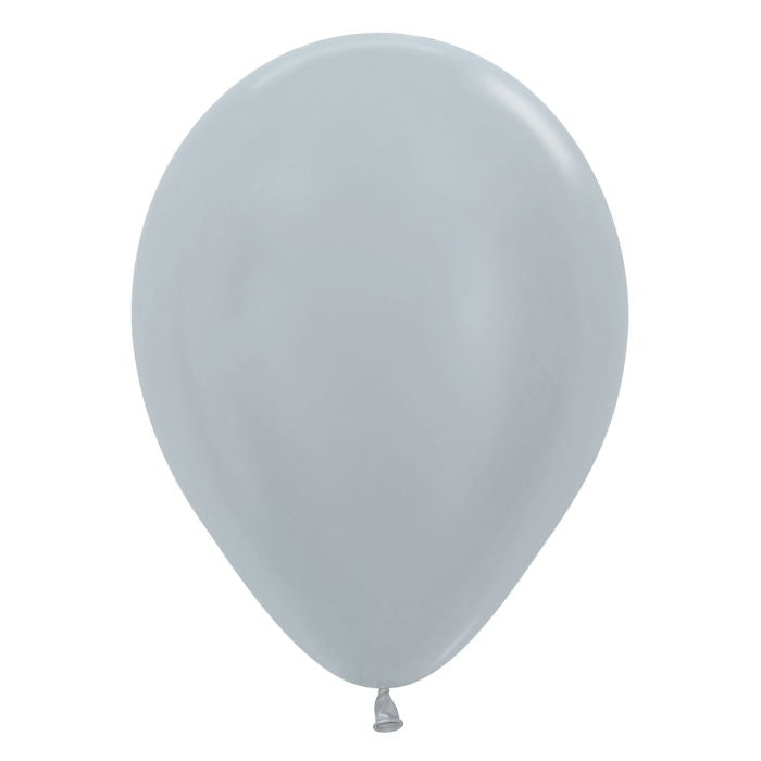 Satin Silver Latex Balloons Sempertex 5 inch | Party Save Smile